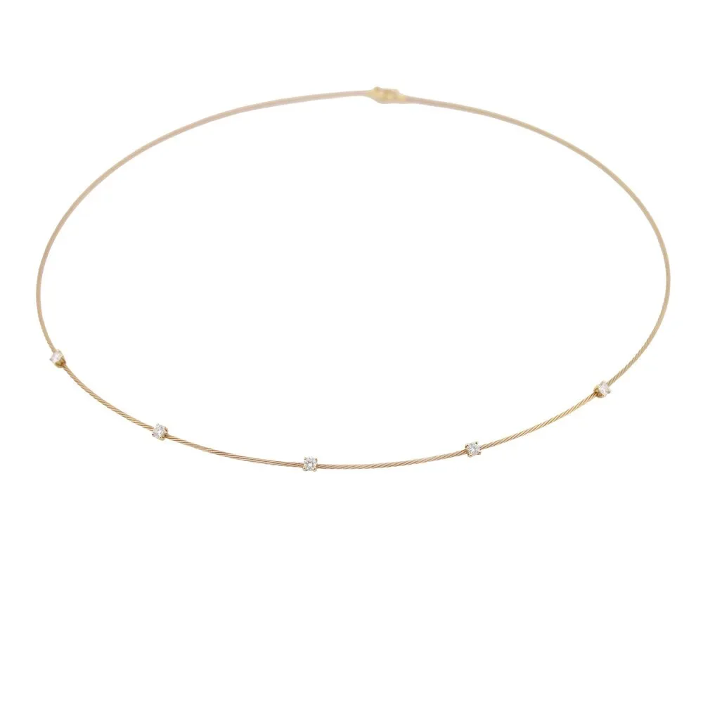 Paul Morelli 18k Yellow Gold Single Unity Necklace With 5 Diamonds - Picture 2 of 6